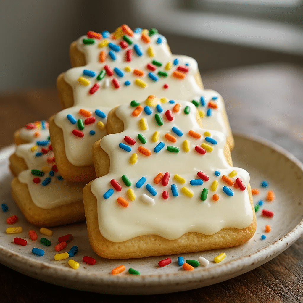 Iced Birthday Cake Cookies – The Best Soft & Festive Party Treats (2025) 5 Iced Birthday Cake Cookies stacked with colorful sprinkles