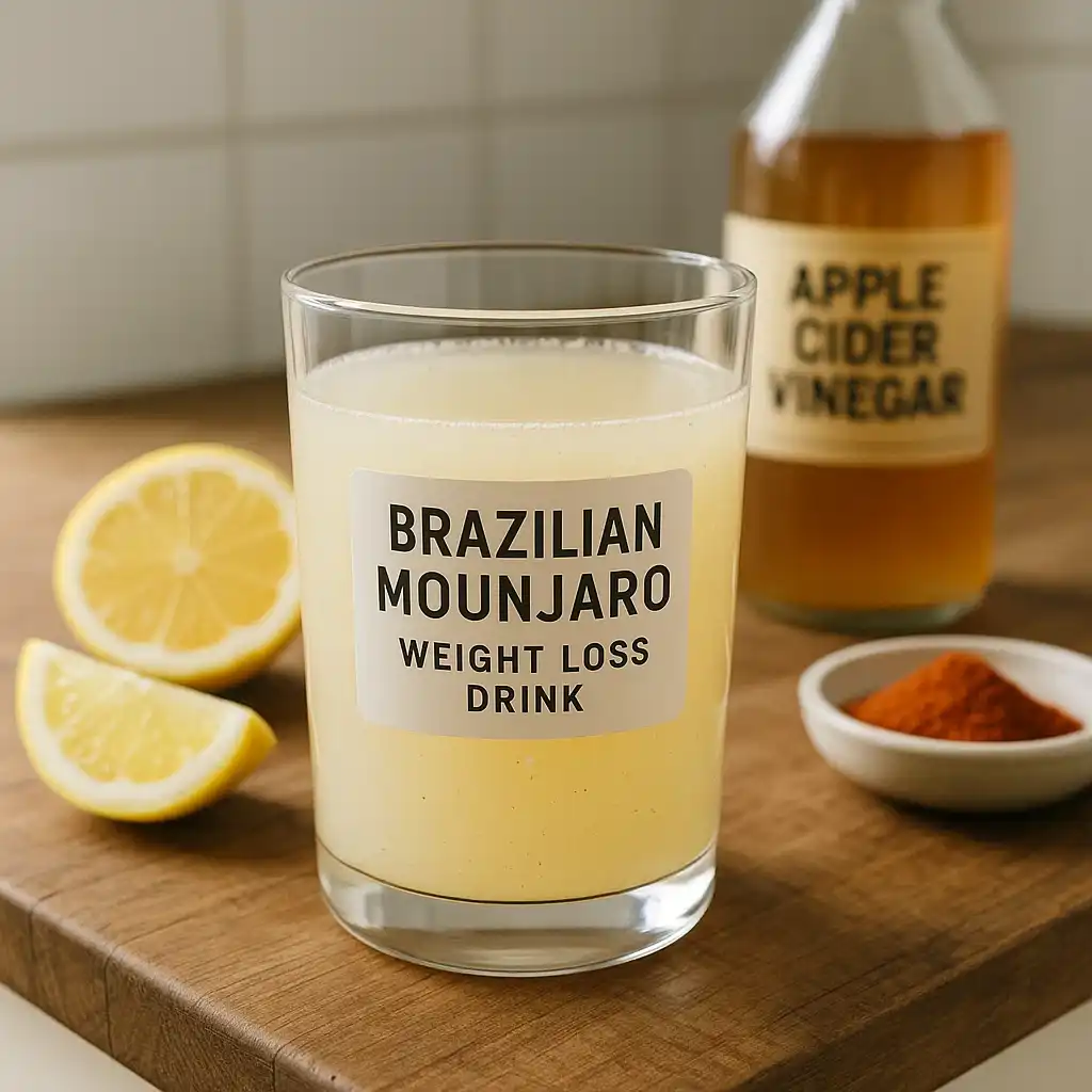Brazilian Mounjaro Weight Loss Recipe – The Best 3-Ingredient Fat Burner That Works 5 Brazilian Mounjaro weight loss recipe drink on a wooden counter