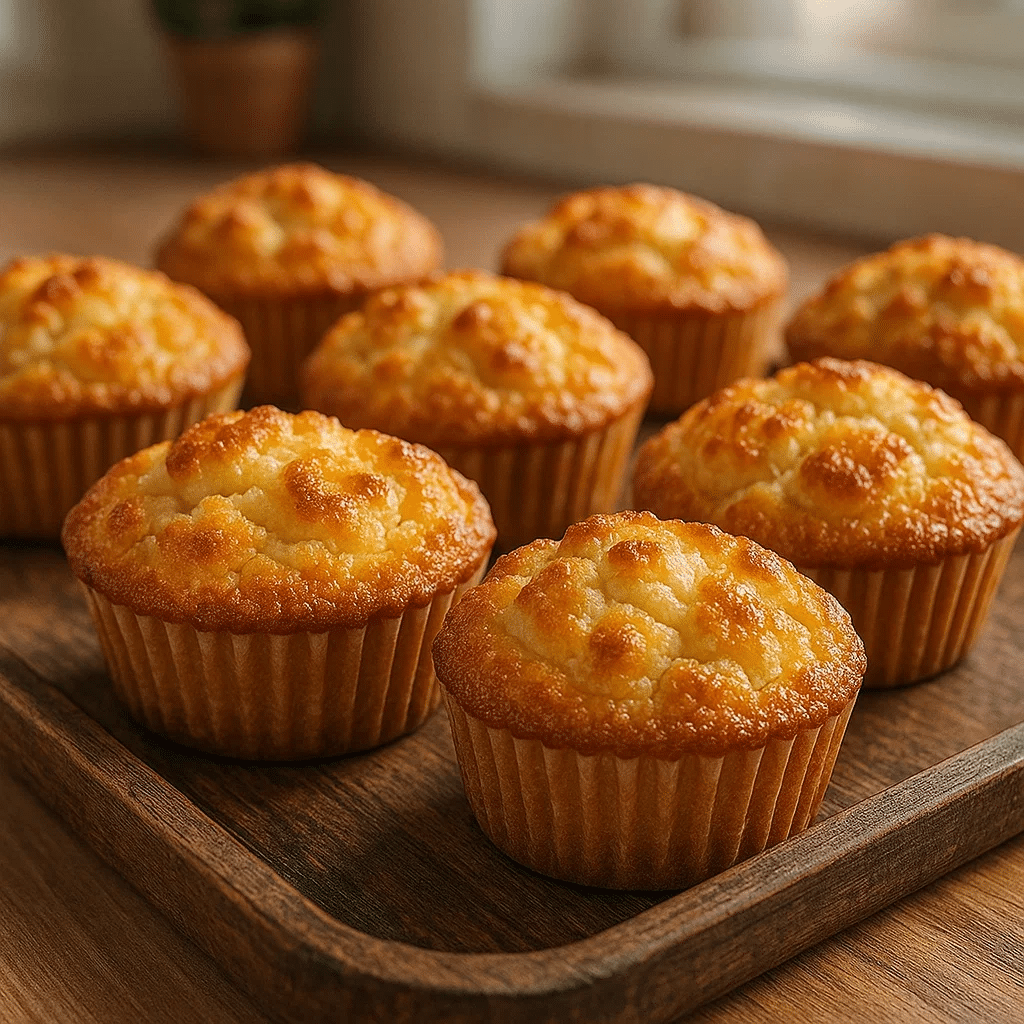 Cottage Cheese Muffins Recipe – The Best Moist & Healthy Muffins (Easy Guide) 6 Freshly baked cottage cheese muffins recipe on a tray