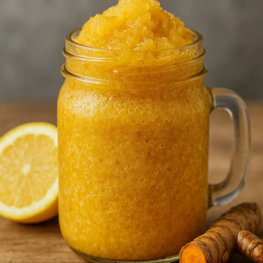 Frozen Brazilian Mounjaro Smoothie – The Best 1-Ingredient Fat Burner! 4 Frozen Brazilian Mounjaro Smoothie in mason jar with lemon and ginger