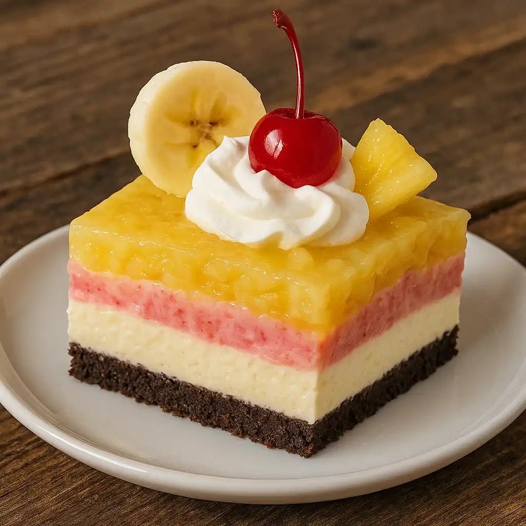 No-Bake Banana Split Cake – The Best Easy Dessert Recipe for Summer 5 No-Bake Banana Split Cake with banana, pineapple, and cream