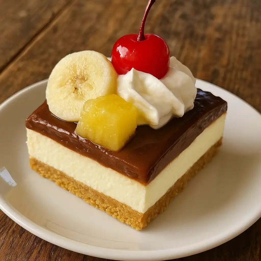 No-Bake Banana Split Cake – The Best Easy Dessert Recipe for Summer 4 No-Bake Banana Split Cake with banana, pineapple, and cream