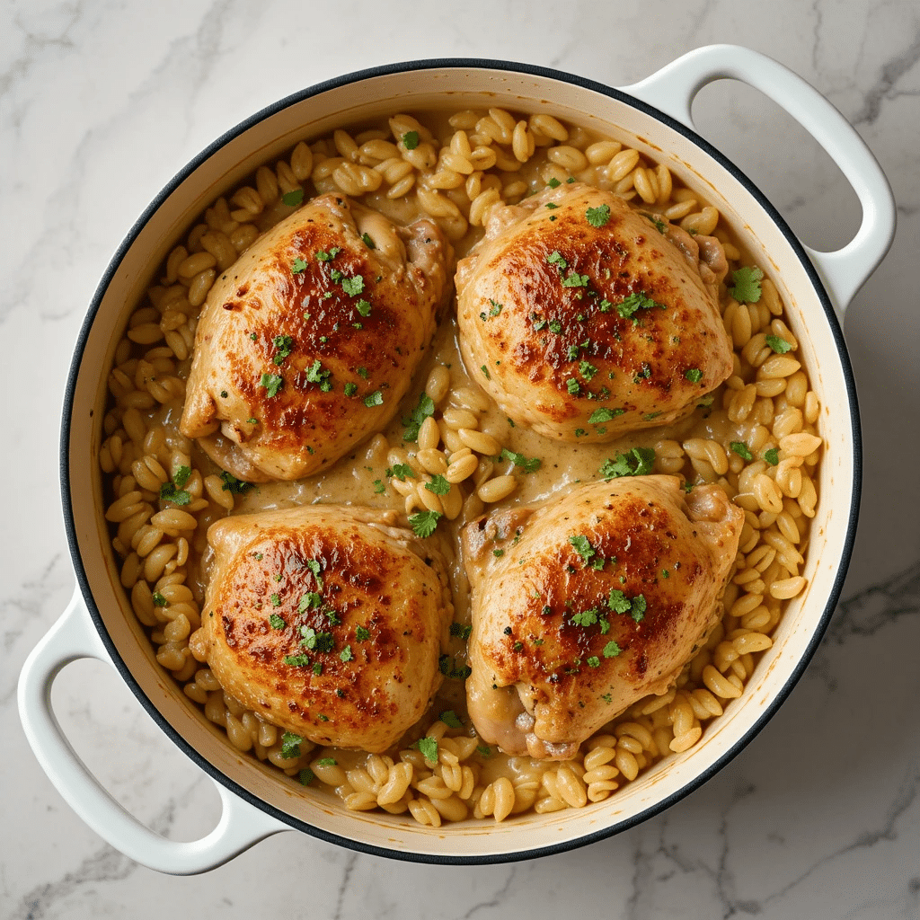 Chicken and Orzo – The Best One-Pot Comfort Meal You’ll Love 5 Creamy Chicken and Orzo in rustic bowl