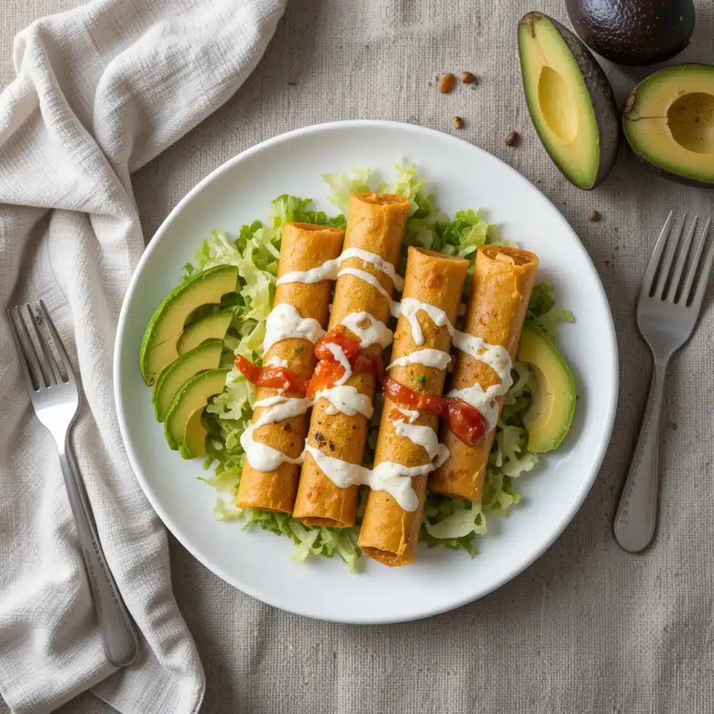 Chicken Flautas Recipe – The Best Crispy Homemade Version (Easy & Flavorful) 5 crispy chicken flautas recipe served with dips