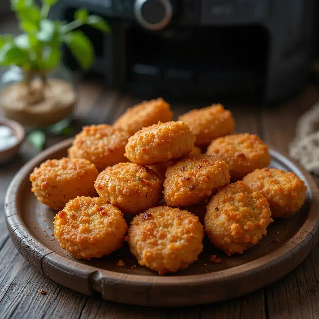 Air Fryer Chicken Nuggets Recipe: Crispy, Juicy & Easy Homemade Favorite 5 Air fryer chicken nuggets recipe served crispy on a wooden plate