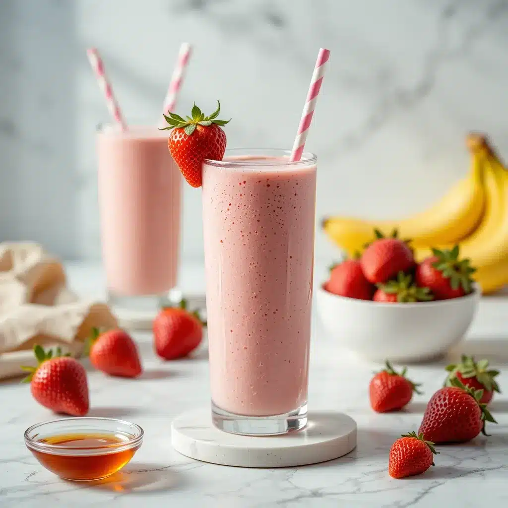 Strawberry Banana Smoothie Recipe Without Yogurt (Easy, Creamy & Dairy-Free) 5 Strawberry banana smoothie recipe without yogurt served in mason jar