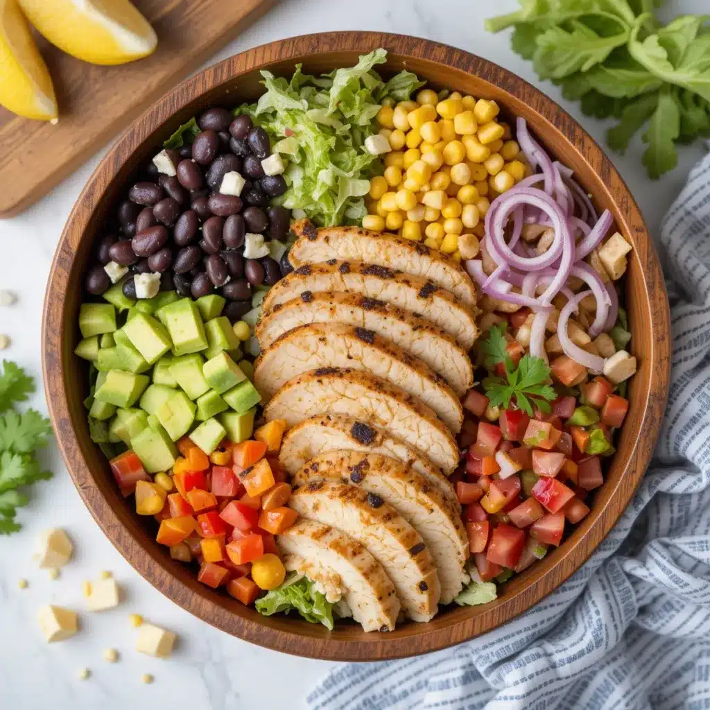 Southwest Chicken Salad Recipe: The Ultimate Flavor-Packed Guide 4 Southwest chicken salad recipe in a ceramic bowl with toppings