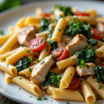 Chicken Spinach Pasta: The Best Comfort Food Combo That’s Quick and Healthy 5 creamy chicken spinach pasta in rustic bowl