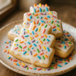 Iced Birthday Cake Cookies – The Best Soft & Festive Party Treats (2025) 6 Iced Birthday Cake Cookies stacked with colorful sprinkles