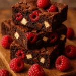 Triple Chocolate Raspberry Brownies: The Best Fudgy Treat 6 Triple Chocolate Raspberry Brownies on wooden board